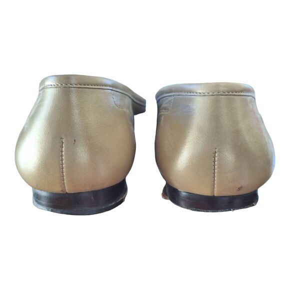 Enzo Angioloni Leather Flats Loafers 8M Pearlized Beige Champagne Neutral - Picture 7 of 14